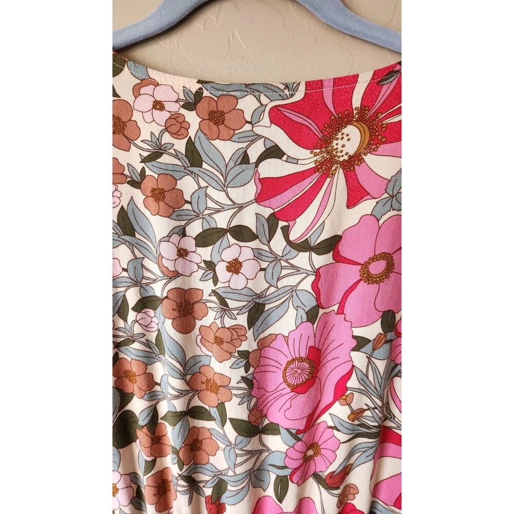 Jodifl Multicolored Floral Maxi Dress  Sz L Tiered Skirt Buttons Lightweight - Picture 11 of 12
